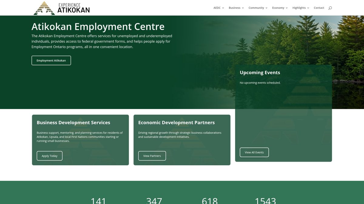 Atikokan Economic Development Corp. homepage screenshot