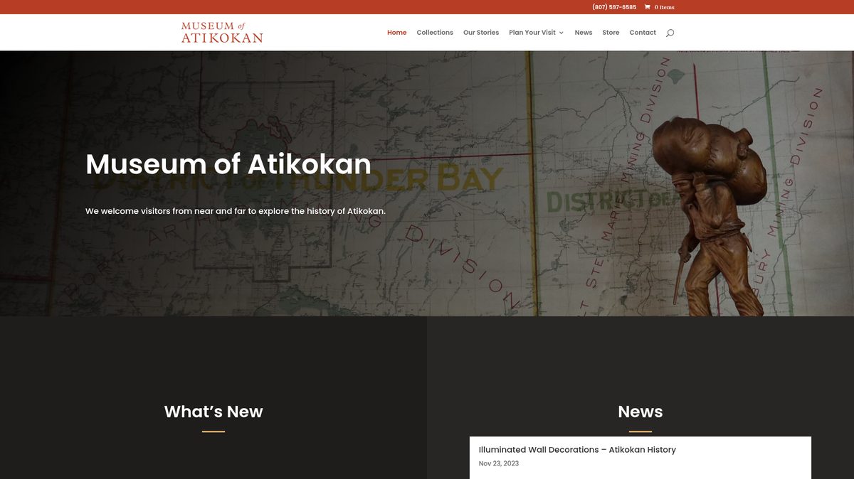 Museum of Atikokan homepage screenshot